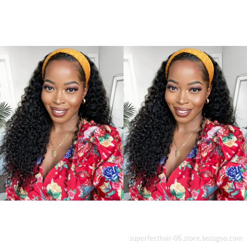 150% 180% Density Headband Wig Yaki Human Hair For Black Women With Headband Malaysian Kinky Curly Headband Human Hair Wigs
